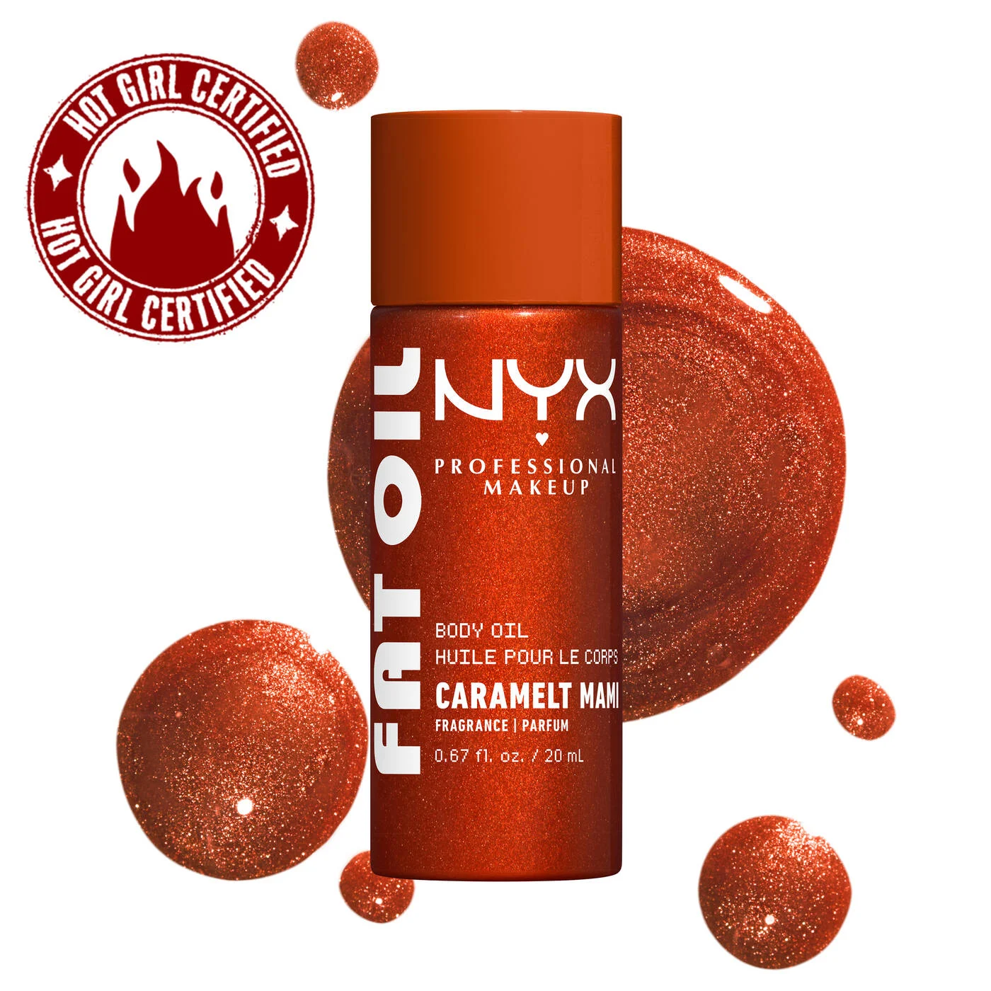 NYX-Fat Oil Body Oil Caramelt Mami Shimmer body oil with a bronzed, bougie finish