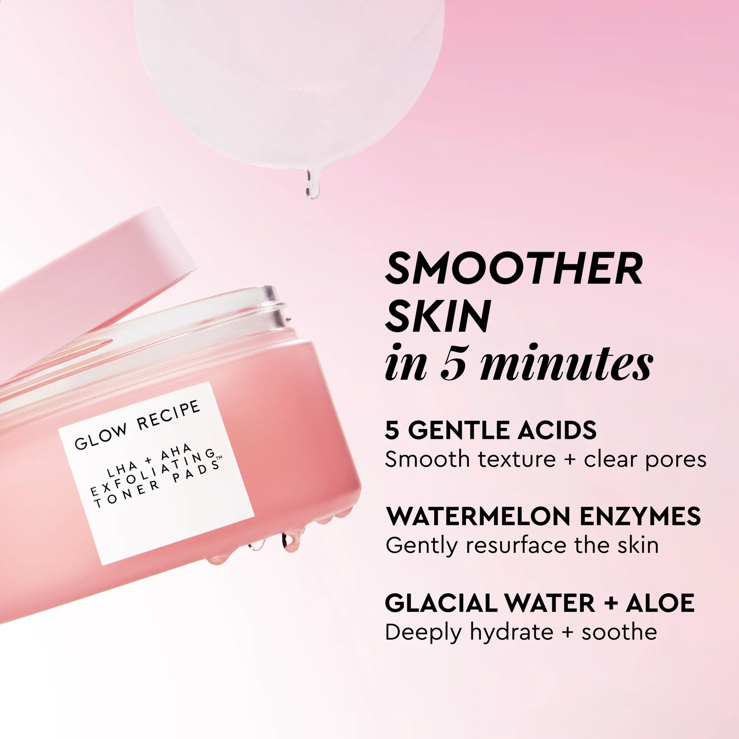 LHA + AHA Korean Watermelon Toner Pads