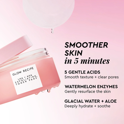 LHA + AHA Korean Watermelon Toner Pads