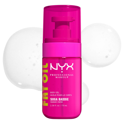 NYX-FAT OIL BODY OIL SUGA BADDIE Vanilla body oil with a clear, glossy finish