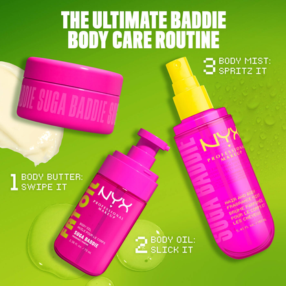 NYX-FAT OIL BODY OIL SUGA BADDIE Vanilla body oil with a clear, glossy finish