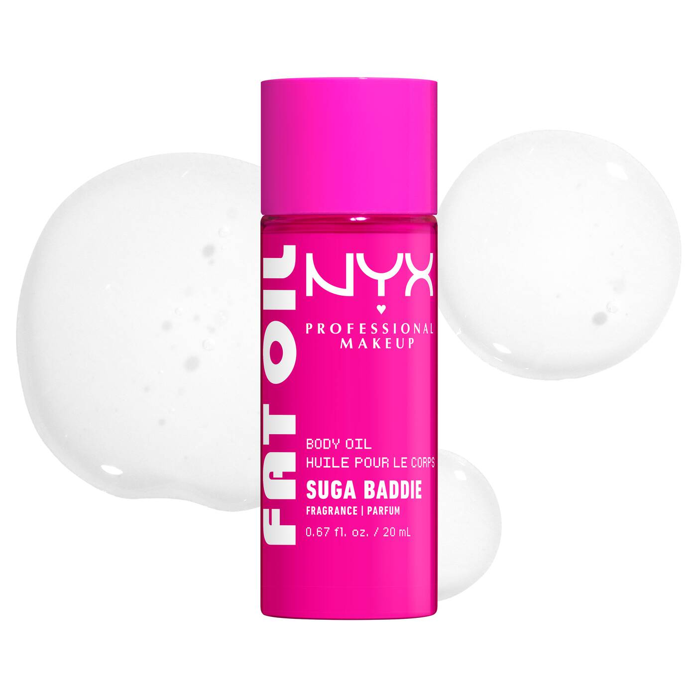 NYX-FAT OIL BODY OIL SUGA BADDIE Vanilla body oil with a clear, glossy finish