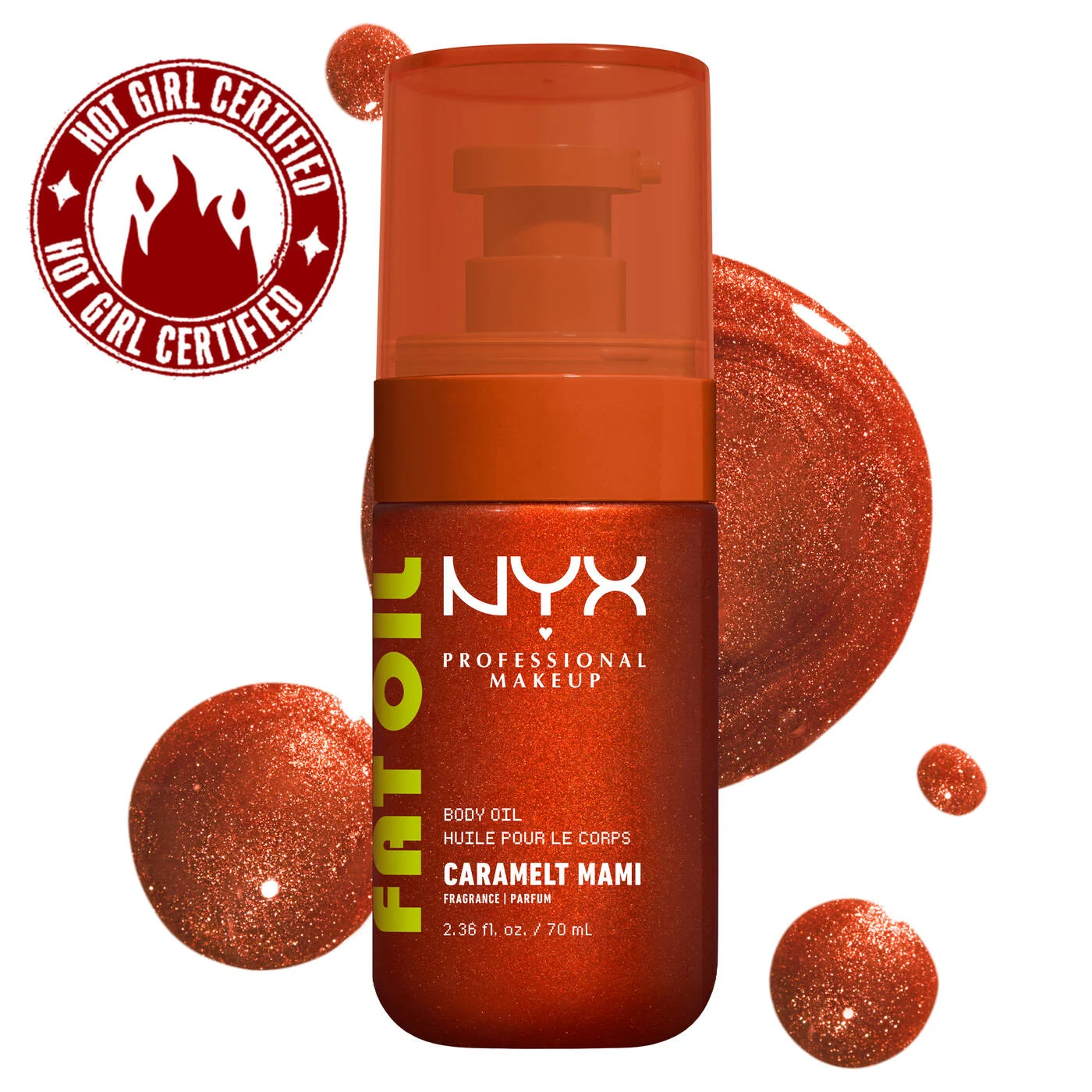 NYX-Fat Oil Body Oil Caramelt Mami Shimmer body oil with a bronzed, bougie finish
