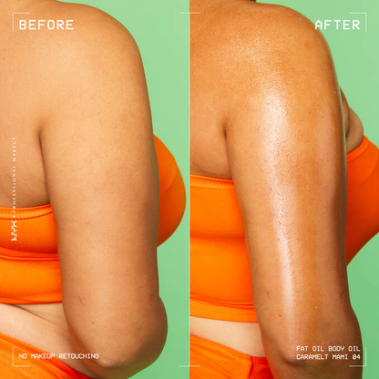 NYX-Fat Oil Body Oil Caramelt Mami Shimmer body oil with a bronzed, bougie finish