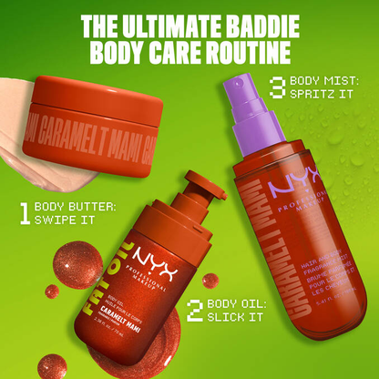 NYX-Fat Oil Body Oil Caramelt Mami Shimmer body oil with a bronzed, bougie finish