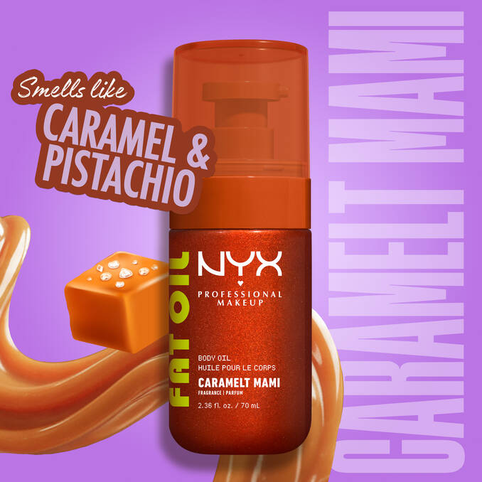NYX-Fat Oil Body Oil Caramelt Mami Shimmer body oil with a bronzed, bougie finish
