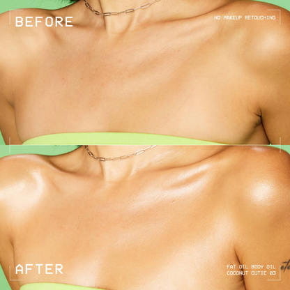 NYX-FAT OIL BODY OIL COCONUT CUTIE Coconut & Peach Scent Body Oil with a golden shimmer finish
