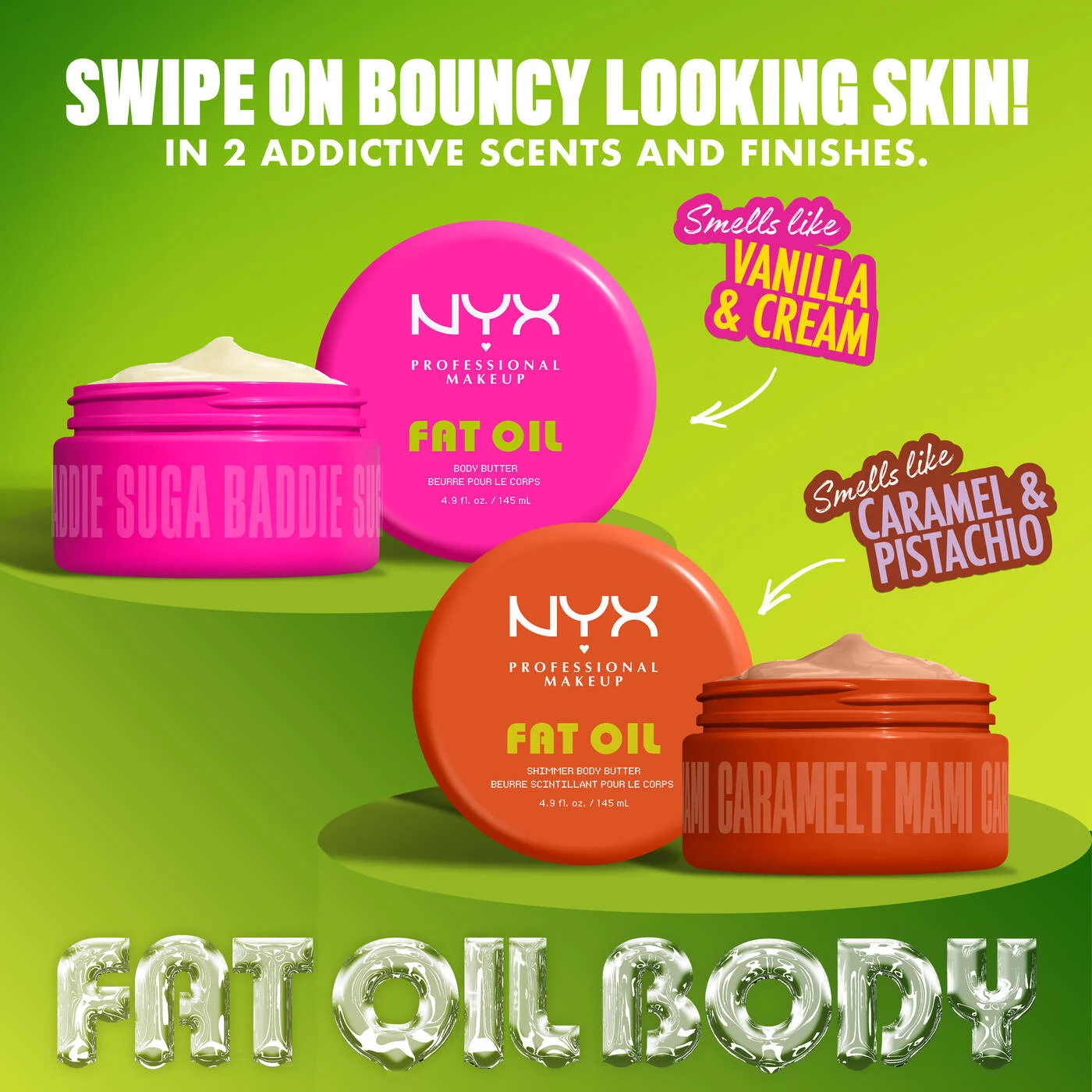 NYX-FAT OIL BODY BUTTER CARAMELT MAMI Golden shimmer, whipped caramel body butter